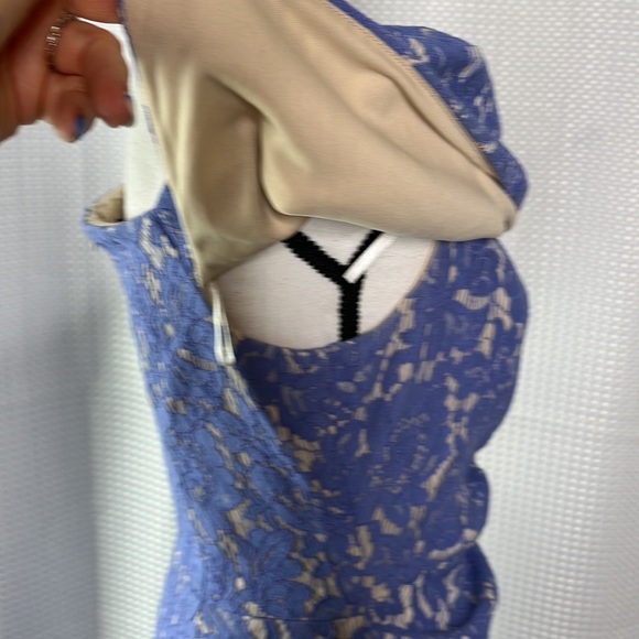 Vince Camuto Dress Off Shoulder Lace Periwinkle Blue Size 6 Pencil Skirt - Picture 7 of 16